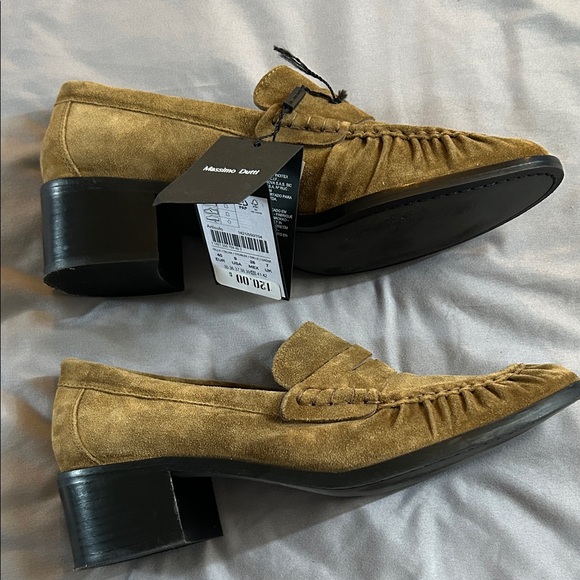 Massimo Dutti Women’s  Split Leather Brown Suede  Loafers - Picture 6 of 11